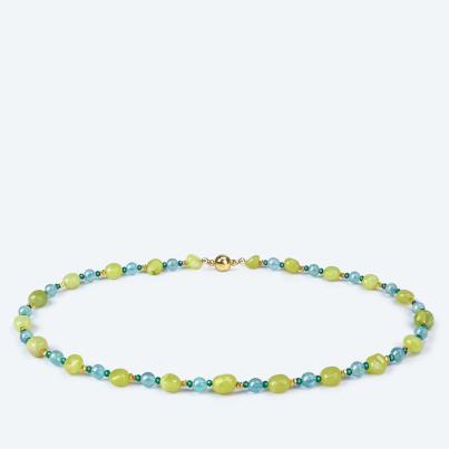 Collier Fluorit, Lemon Jade Magnetverschluß