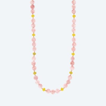 Collier Quarz pink, grün Magnetverschluß