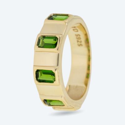 Ring 925 Sterling Silber vergoldet Chromdiopsid