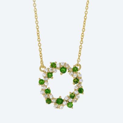 Mittelteil-Collier 925 vergoldet Chromdiopsid