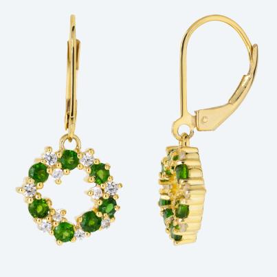 Ohrhänger 925 St. Silber vergoldet Chromdiopsid