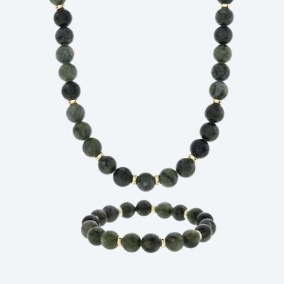 SET: Collier+Armband Jade Magnetverschluß