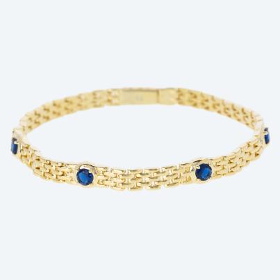Armband Bronze vergoldet Zirkonia blau