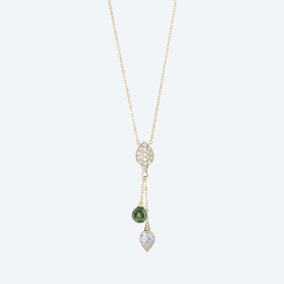 Collier 925 vergoldet Muschelkernperle, Zirkonia