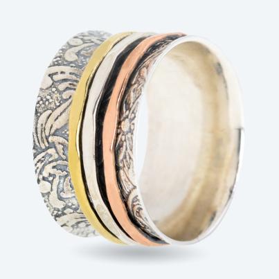 Ring 925 Sterling Silber tricolor