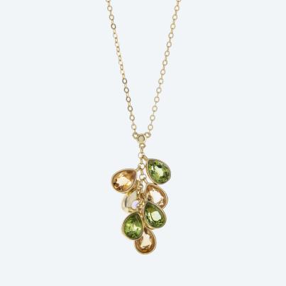 Collier 925 vergoldet Edelsteine multicolor
