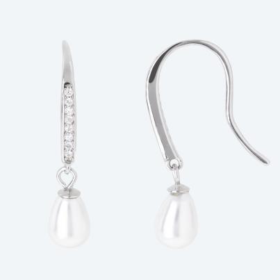 Ohrhänger 925 rhodiniert Muschelkernperle weiß