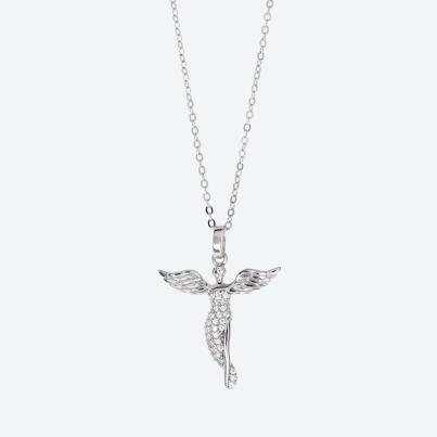 Anhänger Engel mit Kette 925 rhodiniert Zirkonia