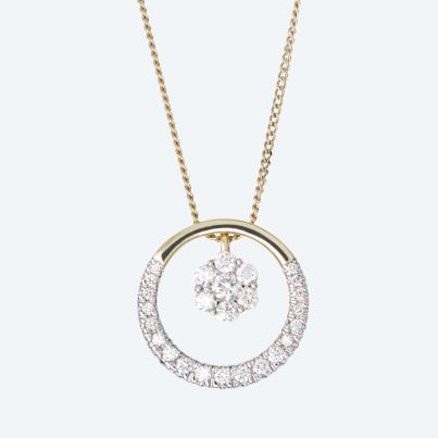 Anhänger mit Kette 375 Gelbgold Kanada Brillanten