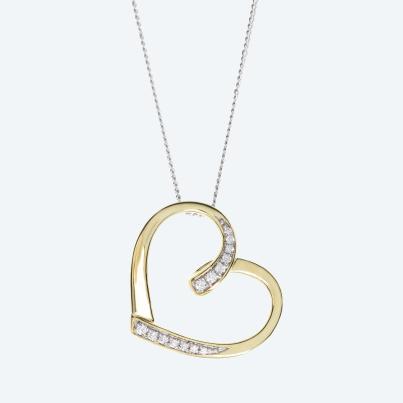 Herzanhänger+Kette 925 vergoldet Kanada Brillanten