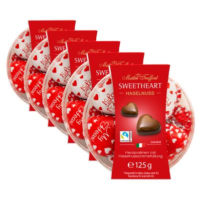 Herzpralinen mit Haselnusscremefüllung 125g 5er Se