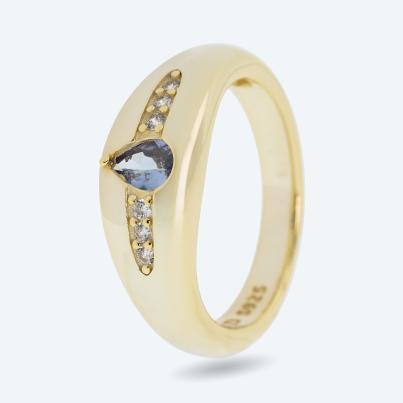 Ring 925 Silber vergoldet Tansanit