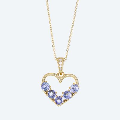 Anhänger + Kette 925 Silber vergoldet  Tansanit