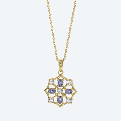 Anhänger + Kette 925 Silber vergoldet Tansanit