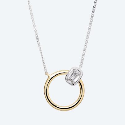 LG Collier 925 Sterling Silber bicolor Diamant