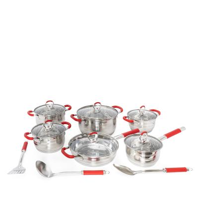 First Cuisine Topfset 15 tlg. mit roten Griffen