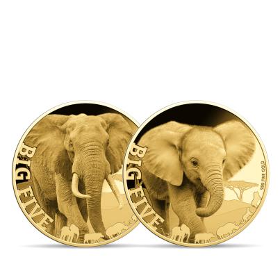 2er Set Goldmünzen African Elefant & Elefan Calf