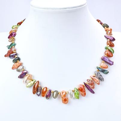 Collier Keshi Perlen multicolor Magnetverschluß