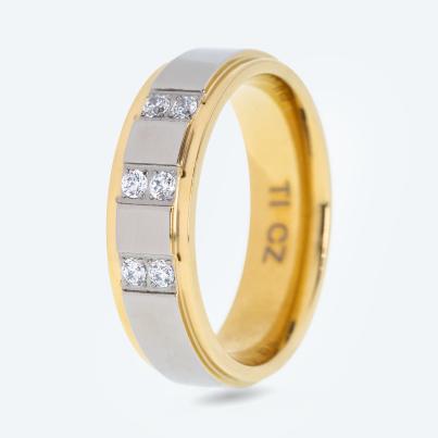 Ring Titan bicolor Zirkonia