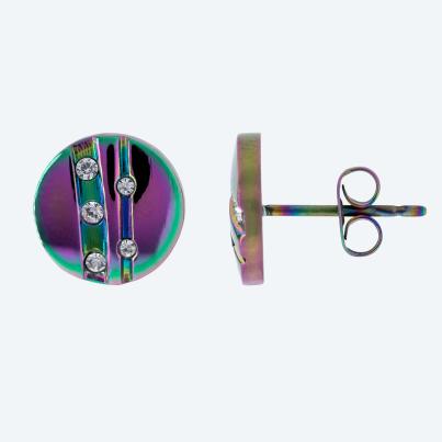 Ohrstecker Titan peacockfarbig Zirkonia