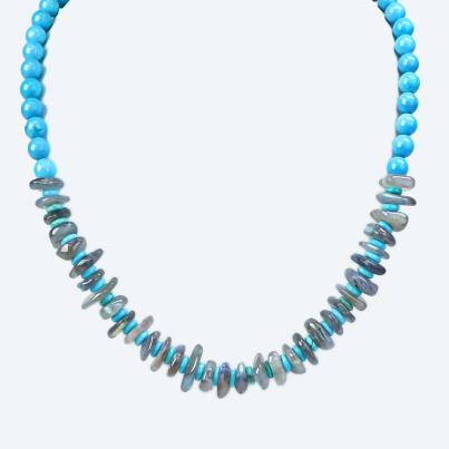 Collier Howlith gef. ,Labradorit Magnetverschluß