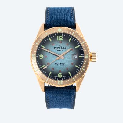 DELMA Herren-Automatikuhr "Cayman Bronze", iceblau