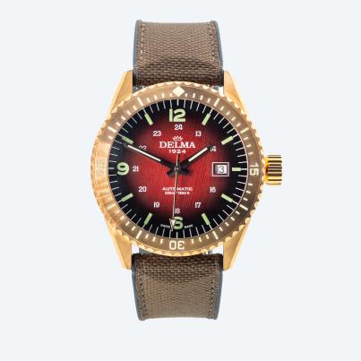 DELMA Herren-Automatikuhr "Cayman Bronze", rot
