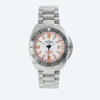 DELMA Herrenuhr "Shellstar Automatik" weiß-orange