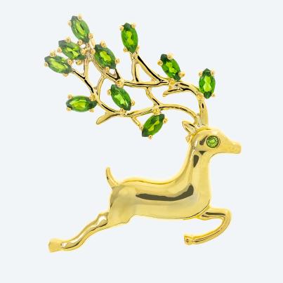 Anhänger 925 St. Silber vergoldet Chromdiopsid