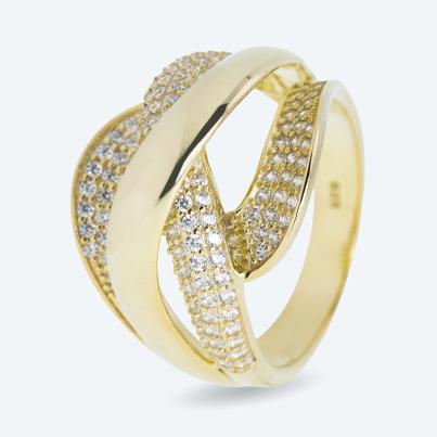 Ring 925 Sterling Silber vergoldet Zirkonia