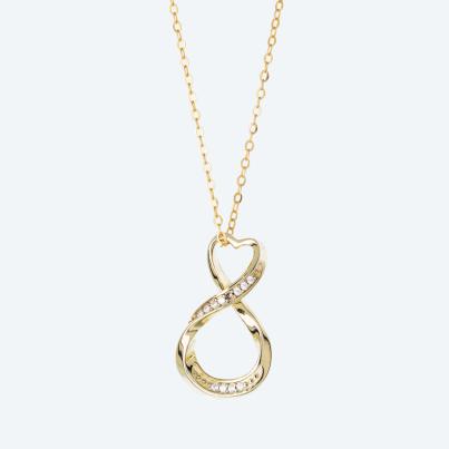 Anhänger mit Kette 925 Silber vergoldet Zirkonia