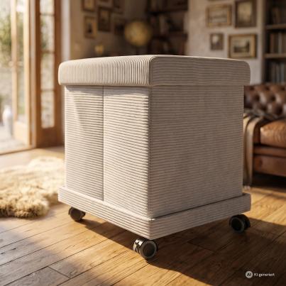 Hocker faltbar mit Untersatz Cord hellgrau