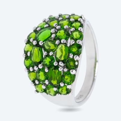 Ring 925 Silber rhodiniert Chromdiopsid