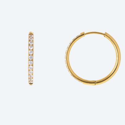 Creolen Edelstahl vergoldet Zirkonia