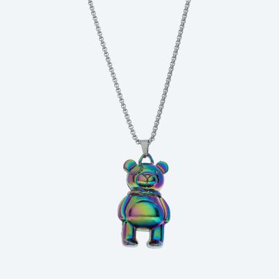 Anhänger Bär mit Kette Edelstahl Rainbow