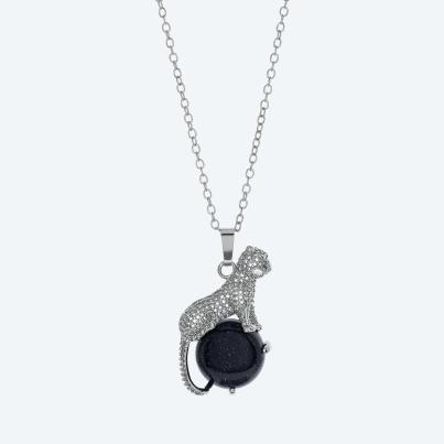 Anhänger mit Kette Leopard Blaufluss