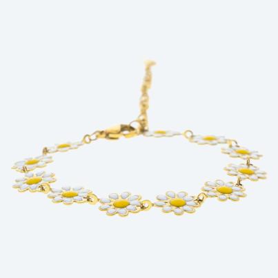 Armband Edelstahl Emaille Gänseblümchen