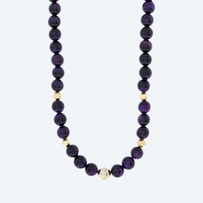 Christian Materne Collier Tigerauge lila gef.