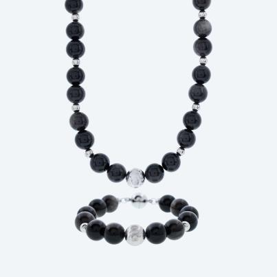 Christian Materne SET Collier+Armband Obsidian