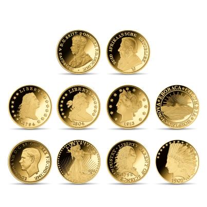 10er Set Nachprägung "Teuerste Goldmünzen d. Welt"