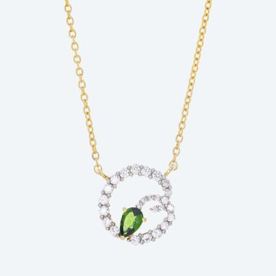 Collier 925 Sterling Silber vergoldet Chromdiopsid