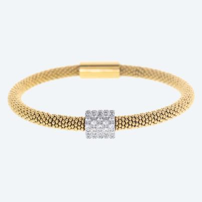 Armband Edelstahl bicolor Zirkonia