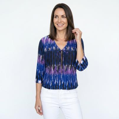 Jeannie Damen-Plissee-Blusenjacke multicolor