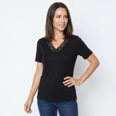 Jeannie Damen-Top mit Spitze schwarz