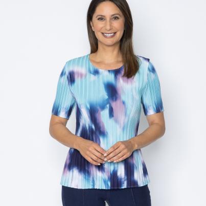 Jeannie Damen-Plissee-Shirt Farbmix