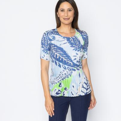 Jeannie Damen-Plissee-Shirt Paisley