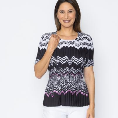 Jeannie Damen-Plissee Shirt Zickzack