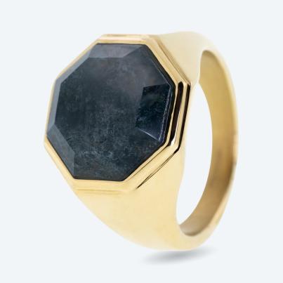 Ring Edelstahl vergoldet Achat