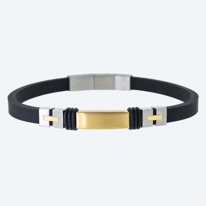 Armband Edelstahl bicolor, Silikon