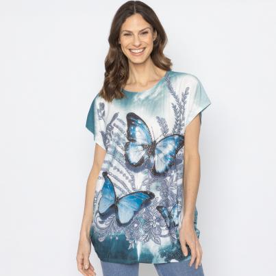 FASHION NEWS Damen-Shirt Butterfly petrol